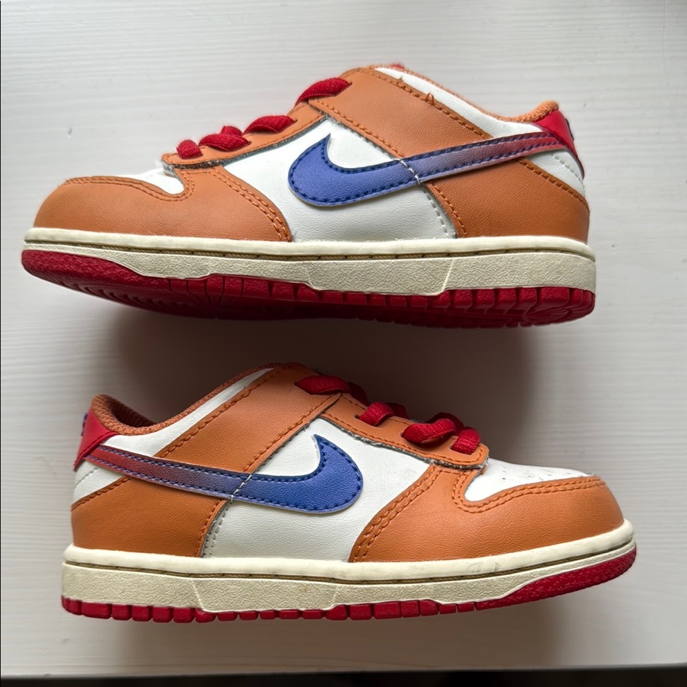 Nike Orange and Blue Sneakers Dunk Style